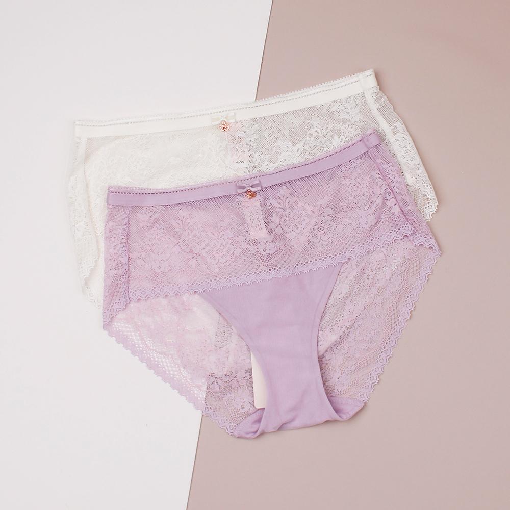 优雅绮丽蕾丝中腰三角裤