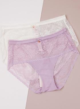 黛安芬中高腰无痕包臀女内裤性感蕾丝透气小裤女87-2374配16-8901