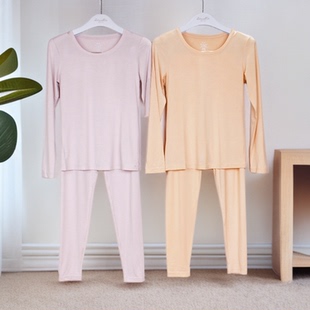 曼妮芬25秋冬新薄款圆领保暖内衣女士秋衣裤套装茶花肌衣20211305