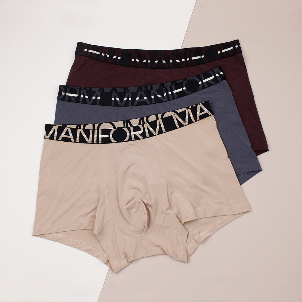 曼妮芬春夏新款宽边腰头天然柔软顺滑男士中腰平角内裤20721336
