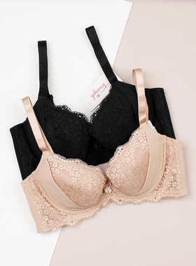 黛家专柜正品性感蕾丝大胸内衣高侧幅收副乳聚拢型文胸E002470