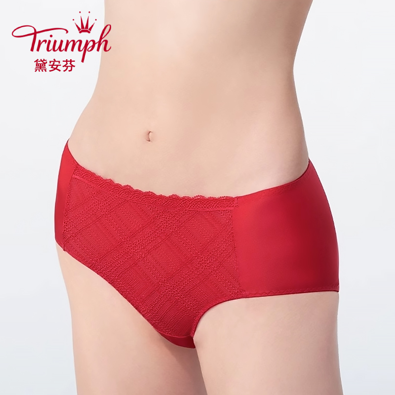 黛安芬舒适蕾丝性感中腰平角裤