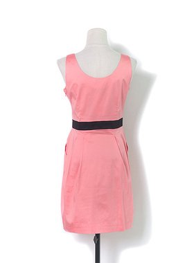 杰西卡红 jessica red甜美捏褶含棉收腰圆领显瘦连衣裙81337B