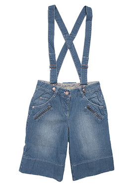 杰家 Jessica复古古着低腰做旧直筒牛仔裤背带五分裤女夏 27292R