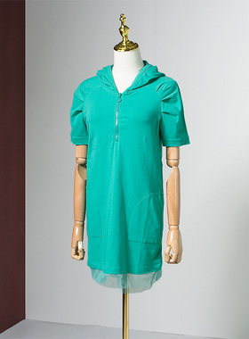 美式复古CROWNCC春季中长款连帽女卫衣430专柜正品W23171