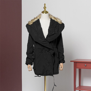 美式复古CROWNCC威莎女装季纯色连帽棉服1490专柜折扣W14402