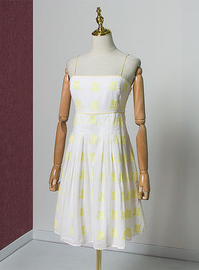 美式复古杰西卡旗下色彩十八 专柜正品880绣花吊带连衣裙88327A