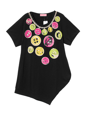 潮流百搭街头夏季570中性短袖创意圆领印花女T恤W12466