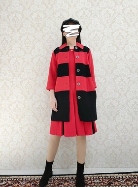 秋冬艾碧素本命红轻熟风羊毛百褶红色礼服连衣裙EPISODE 15217A