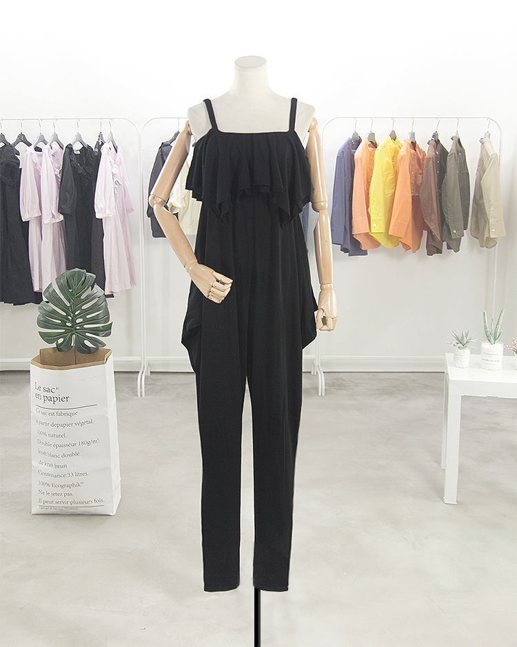 自然腰美式复古连体美式长裤