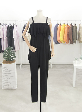 西W 美式复古威莎专柜690 洋气荷叶边吊带连体裤 W1338A