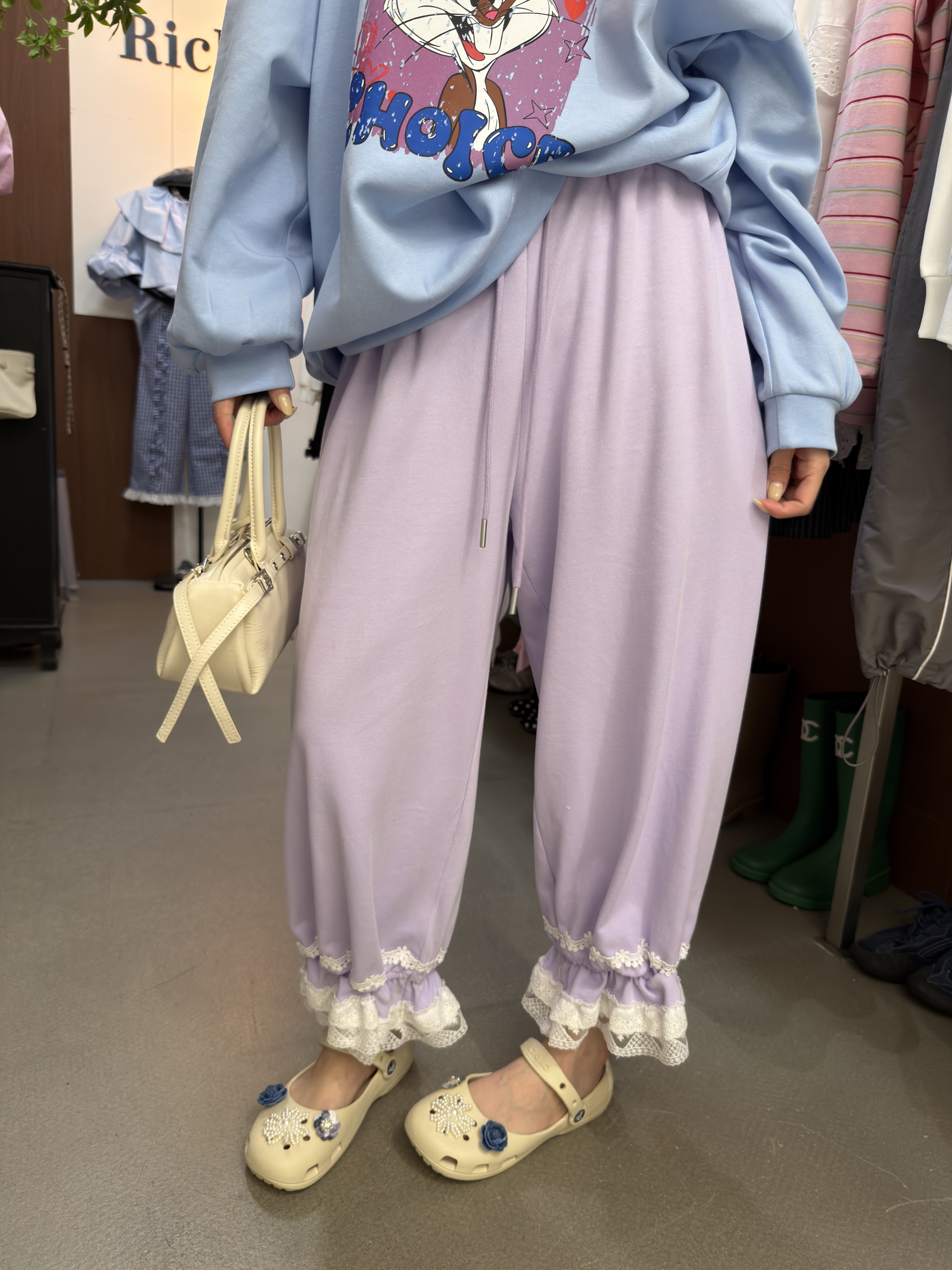 2026早春新款韩版宽松显瘦百搭木耳边休闲裤女长裤女1992#