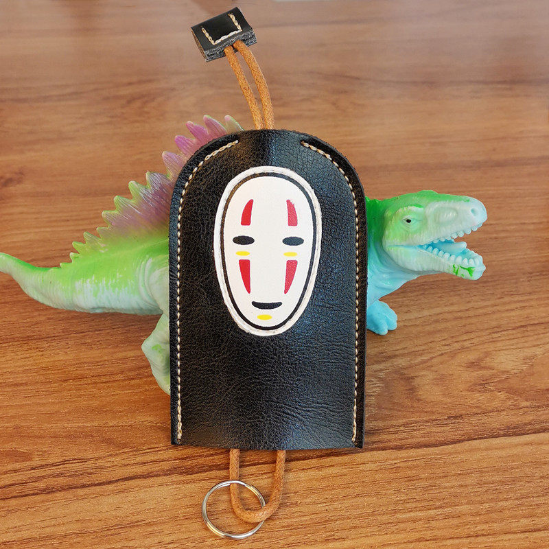 手工抽绳款抽拉式车用钥匙包真皮无脸男个性款钥匙包皮套男女通用