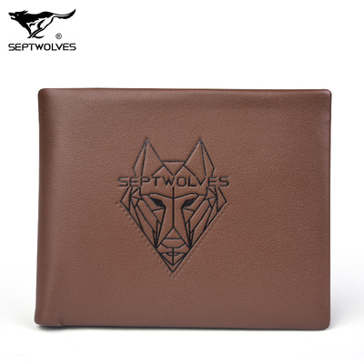 男士牛皮商务青年敞口短款钱包