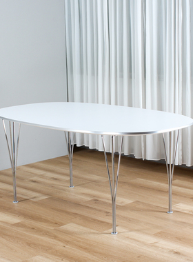 高梵家具 原版复刻超椭圆桌北欧丹麦经典设计包豪斯风格白色餐桌