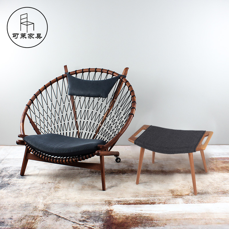 黑胡桃实木北欧休闲椅