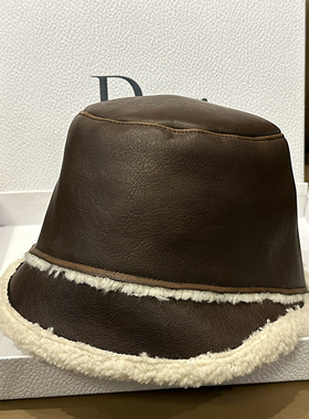 韩版秋冬百搭羊羔毛盆帽女保暖休闲气质渔夫帽PU皮水桶帽子显脸小