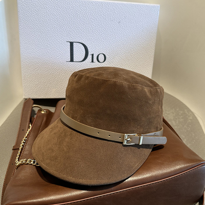 韩国休闲麂皮百搭马术帽子女休闲皮带扣平顶骑士帽时尚逛街鸭舌帽