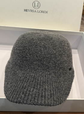 秋冬保暖毛线帽显脸小针织鸭舌帽户外逛街休闲马术帽子灰色弯沿潮