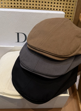 纯色百搭简约前进帽显脸小气质鸭舌帽子女时尚百搭复古贝雷帽日系