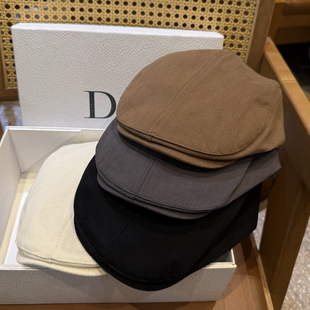 纯色百搭简约前进帽显脸小气质鸭舌帽子女时尚 百搭复古贝雷帽日系