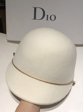 韩版百搭羊毛呢马术帽小沿休闲鸭舌帽羊绒毡帽逛街白色鸭舌帽气质