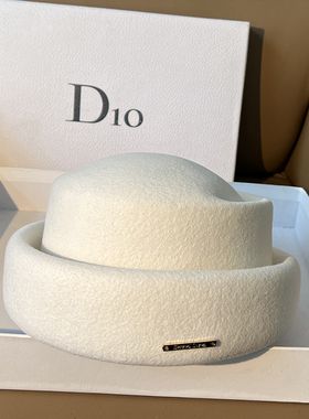 法式羊毛呢立体贝雷帽网红气质秋冬画家帽白色优雅盆帽复古显脸小