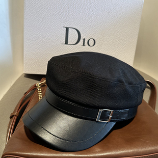 日系高级感鸭舌帽皮带扣英伦贝雷画家帽子复古时尚 帽子女平顶八角