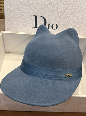 秋冬大头围纯羊毛马术帽休闲骑士可爱猫耳朵韩版鸭舌气复古礼帽