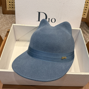 秋冬大头围纯羊毛马术帽休闲骑士可爱猫耳朵韩版 鸭舌气复古礼帽