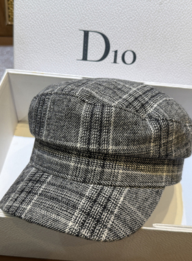 秋冬英伦风复古格子平顶贝雷帽女画家帽显脸小日系风八角帽报童帽