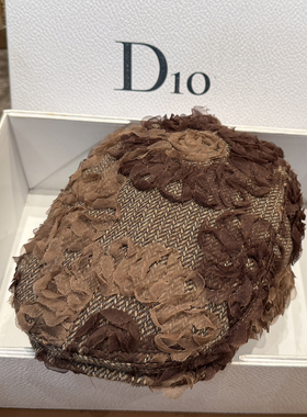 花朵优雅气质前进帽棕色高品质贝雷帽逛街时尚鸭舌帽子复古显脸小