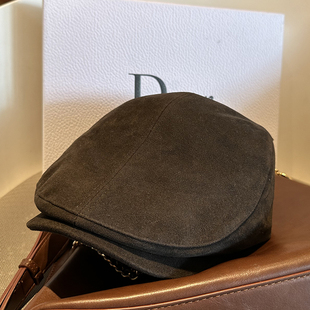 麂皮绒前进帽复古英伦鸭舌帽四季 休闲反戴帽子女简约贝雷帽画家帽