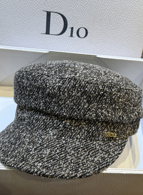 秋冬高品质加厚八角帽子小香风气质专柜帽子女显脸小字母平顶鸭舌