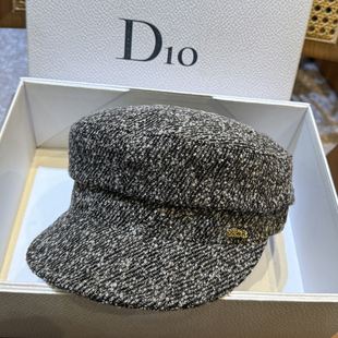 秋冬高品质加厚八角帽子小香风气质专柜帽子女显脸小字母平顶鸭舌