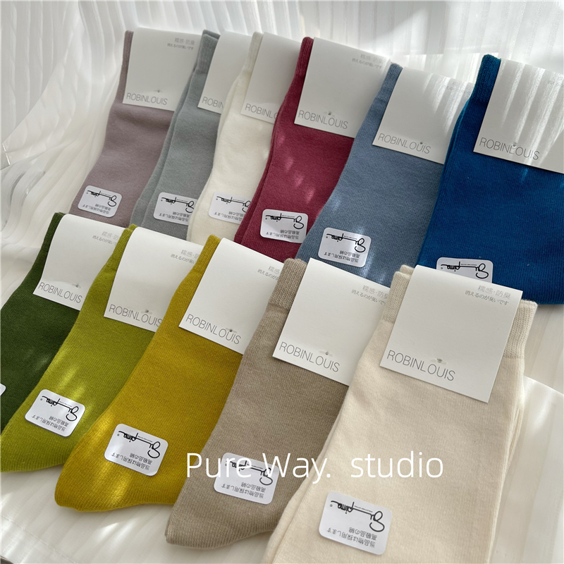 PIMA棉吸汗女纯棉多色中筒防臭