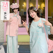 新款 森女部落原创少女风甜美猫咪纯棉T恤宽松短袖 上衣2026夏季