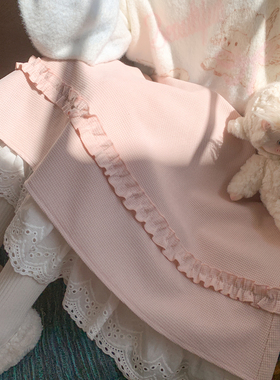 森女部落学院风高腰A字半身裙女2025新款冬季蕾丝拼接设计感长裙