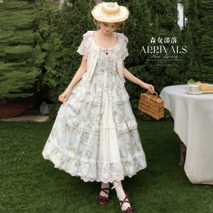 森女部落原创轻lo收腰吊带连衣裙女新款 叠穿设计感甜美公主裙夏季