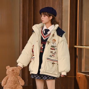 森女部落初中生学院风棉衣女棉服可爱蓬蓬面包服冬新款 棉袄厚外套