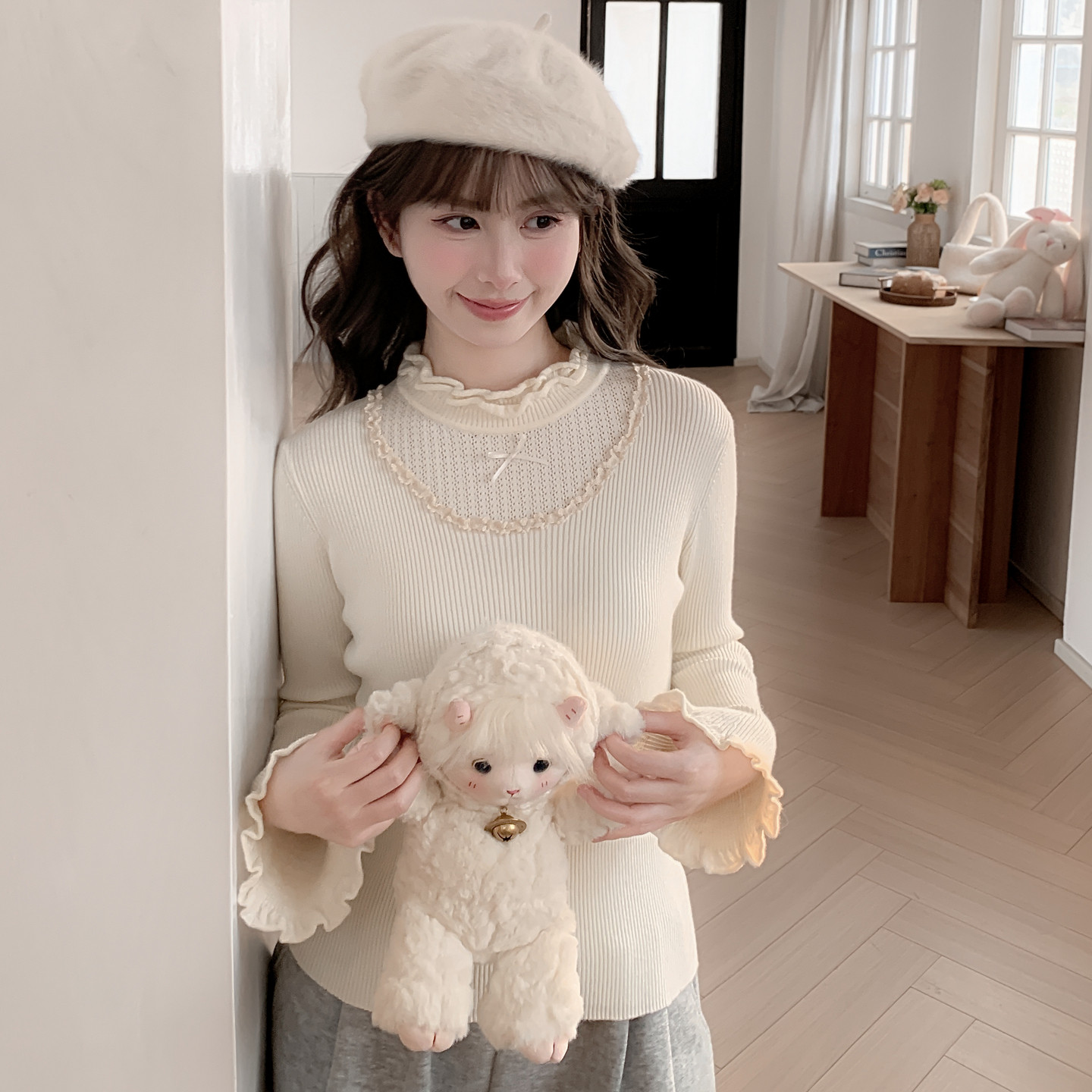 森女部落温柔风针织打底衫半高领蕾丝花边长袖T恤女修身显瘦内搭,女装/女士精品,T恤,淘宝优惠券,粉丝福利购,淘宝优惠卷