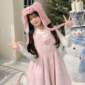 森女部落甜美风童趣小猪设计感背带连衣裙女2026新款 百搭背心裙冬