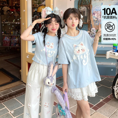 可爱猫咪宽松短袖t恤女夏季新款