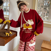 森女部落甜美可爱小马刺绣软糯毛衣女新款 设计感圣诞新年穿搭冬季