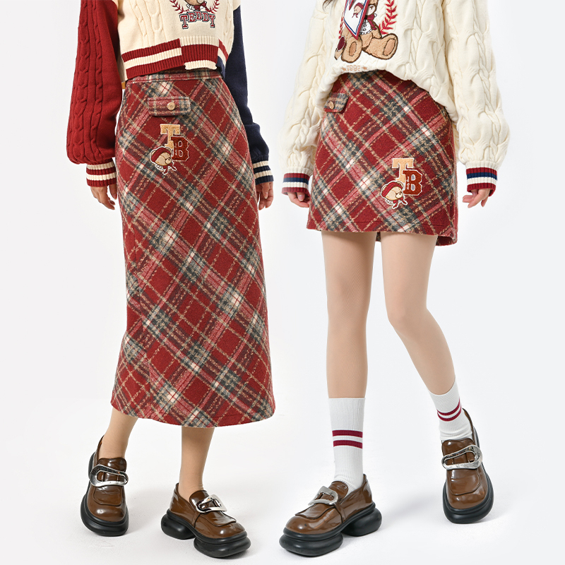 森女部落原创英伦风格纹半身裙