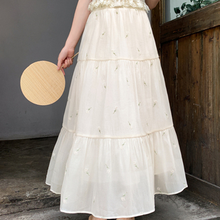 森女部落海边度假风碎花小个子高腰显瘦A字半身裙女2025初夏穿搭