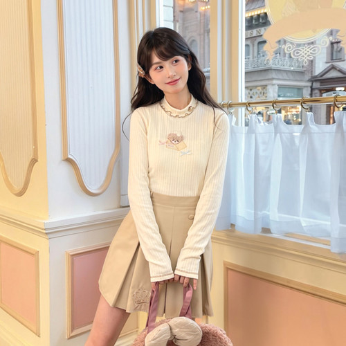 甜美可爱小熊针织打底衫修身T恤