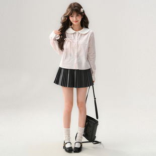 上衣春季 设计感宽松纯棉长袖 女2026新款 森女部落甜美风娃娃领衬衫