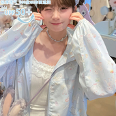 森女部落原创UPF50 可爱小羊印花防晒服外套萌趣少女休闲连帽上衣