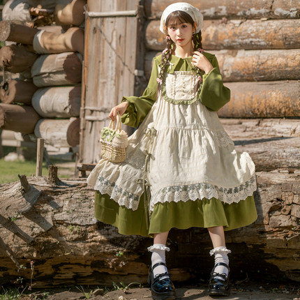 森女部落原创田园风森系轻lo裙子连衣裙罩裙两件套女2025新款女装